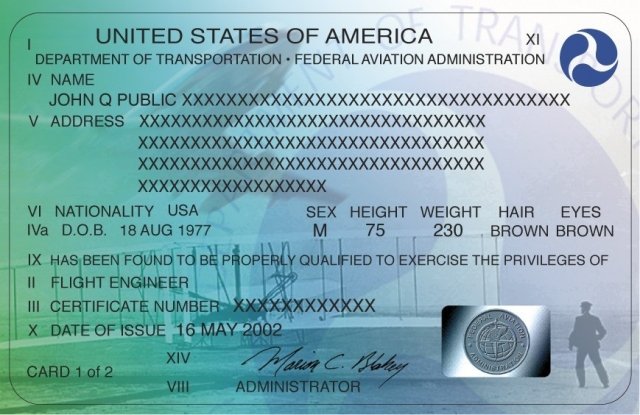 pilots certificate front pilots certificate front